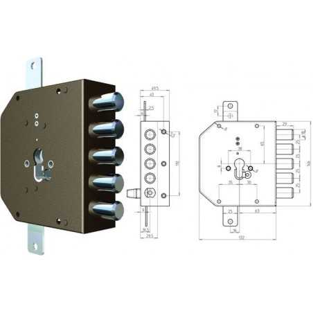 Serrures Cr à appliquer 2200G-51Mc S/Scrocco Sx Mm. 60