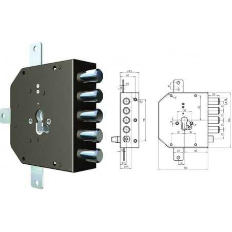 Serrures Cr à appliquer 2300G-51Mc S/Scrocco Sx Mm. 60