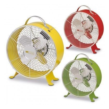 ELIMINARE Ventilatore da Terra in Metallo Design Vintage D. 20Cm 4 Pale Giallo