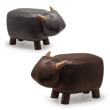 ELIMINARE Sgabello Pouf Poggiapiedi per Bambini Bisonte Marrone 50X23X27