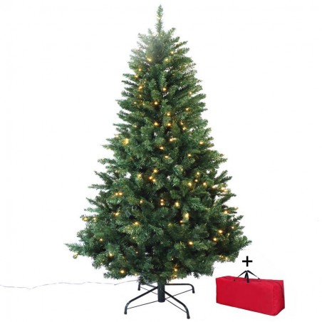 Sapin de Noël vert super épais avec lumières LED intégrées h 240 cm