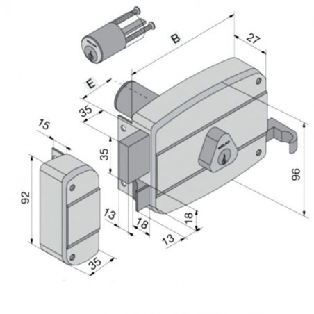 Serratura App.Legno Dx 030.60.52.1 Welka