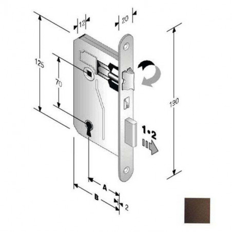 Serratura Patent Mm 8X70 E25 Bt Bronzata Gb