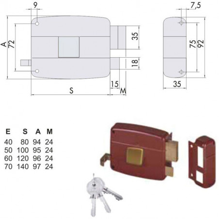 Serratura App.Legno Dx 50111-40-1 Cisa