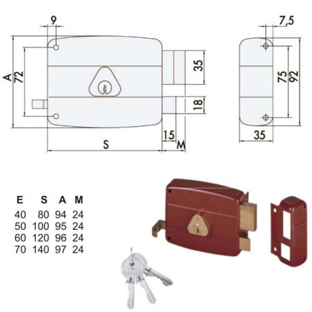 Serratura App.Legno Dx 50121-50-1 Cisa