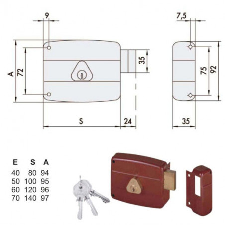 Serratura App.Legno Dx 50141-40-1 Cisa