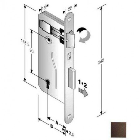 Serratura Patent Mm 8X90 E25 Bt Bronzata Gb