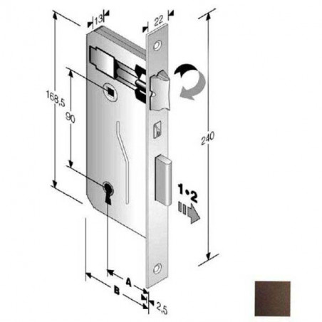 Serratura Patent Mm 8X90 E25 Bq Bronzata Gb