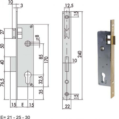 Serratura Infilare Legno 5C011-20-0 Cisa