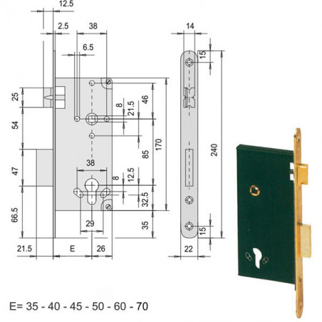 Serratura Infilare Legno 5C631-35-0 Cisa