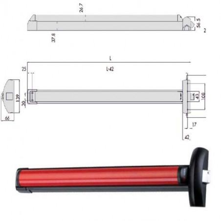 Maniglione Fast Touch 84 Laterale 59801-11-0 Cisa