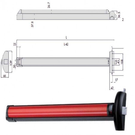 Maniglione Fast Touch 120 Lat+Vert 59811-10-0 Cisa