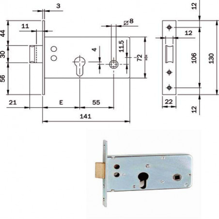 Serratura Infilare Fasce All F22 E 60 720600 Iseo