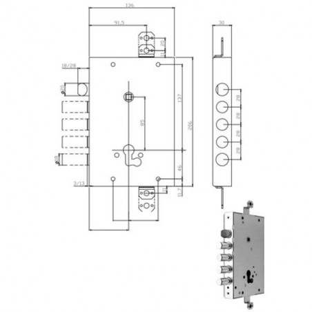 Serratura Sic.Triplice Dx/Sx 668.0328.0Gf0 Iseo