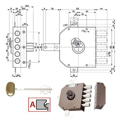 Serratura Sic.Quintupl.Dx Dm 20540 Mottura