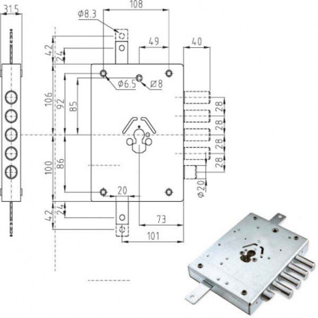 Serratura Sic.Triplice Sx Cilindro E73 Ne42-7 Atra