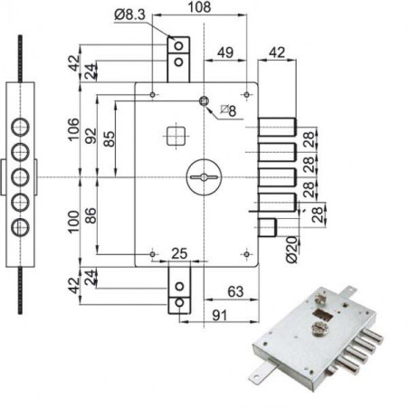 Serratura Sic.Triplice Sx Dm E63 6112-1Se Atra