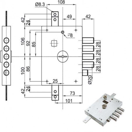 Serratura Sic.Triplice Sx Dm E73 7112-1Se Atra