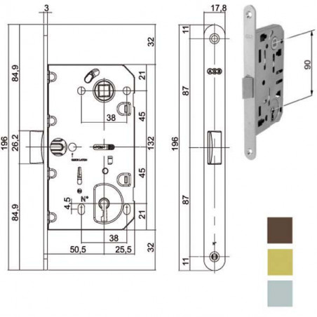 Serratura Inf.Legno Mediana E35 Bronzata 1101 Agb