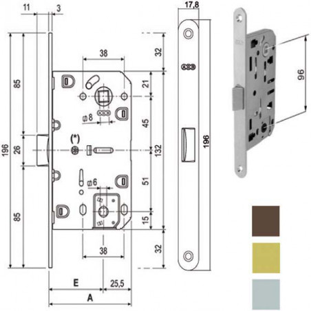 Serratura Inf.Legno Mediana E35 Bagno Br 1102 Agb