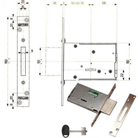 Serratura Infilare Ferro Dm E50 40701 Mottura