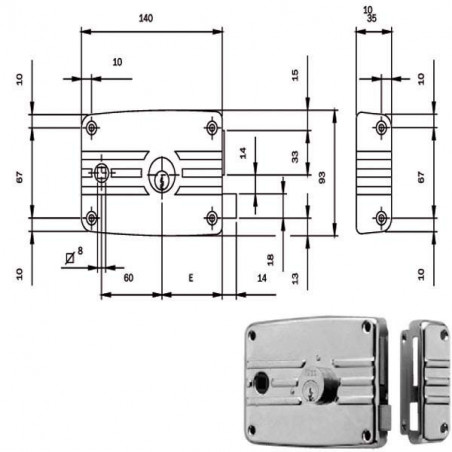 Serratura App.Ferro E60 Dx 485604 Iseo