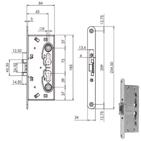 Serratura Inf.Tagliafuoco Q9 216120 Iseo