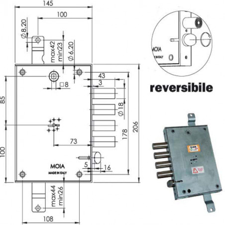 Serratura Sic.Triplice Dx Dm E73 614/281 Moia