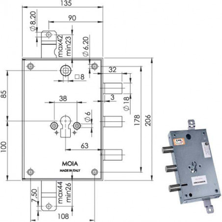Serratura Sic.Triplice Cil. E73 663/561 Moia