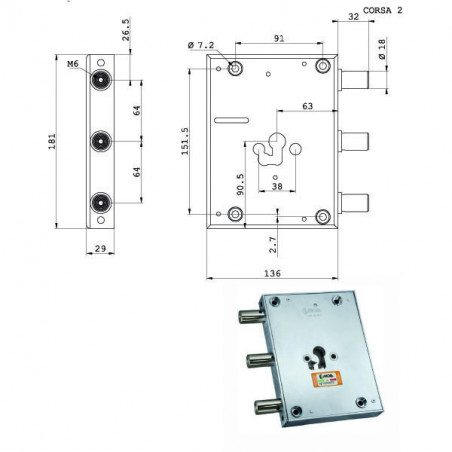 Serratura Sic.Triplice Cil. E63 Rfi661/640 Moia