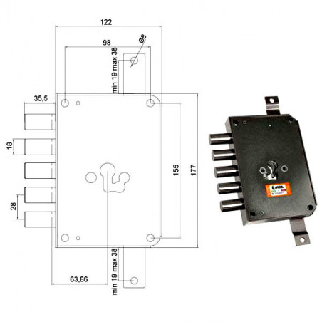 Serratura Sic.Triplice Cil. E63 Rce663/280 Moia