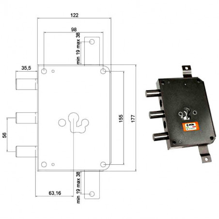 Serratura Sic.Triplice Cil. E63 Rce663/560 Moia