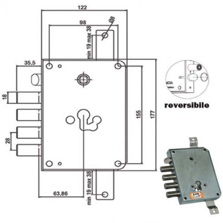 Serratura Sic.Triplice Cil. E63 Rce664/280 Moia