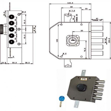 Serratura Sic.Triplice Dx Pompa Ja423 Moia