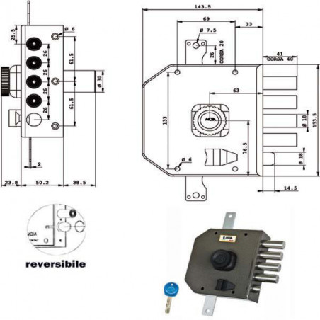 Serratura Sic.Triplice Dx Pompa Ja424 Moia