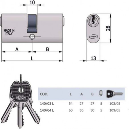 Cilindro Inf.Ovale 54-27-27 140/03L Omec