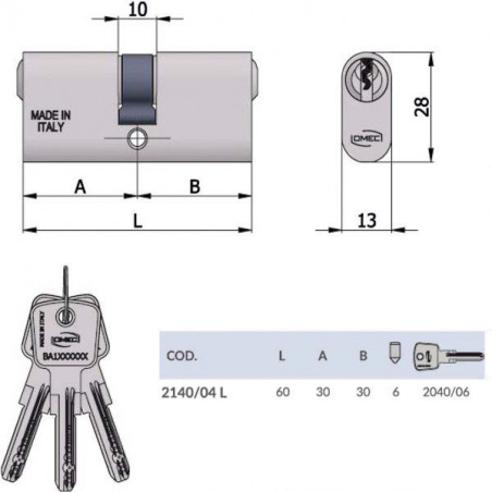 Cilindro Inf.Ovale 60-30-30 2140/04L Omec