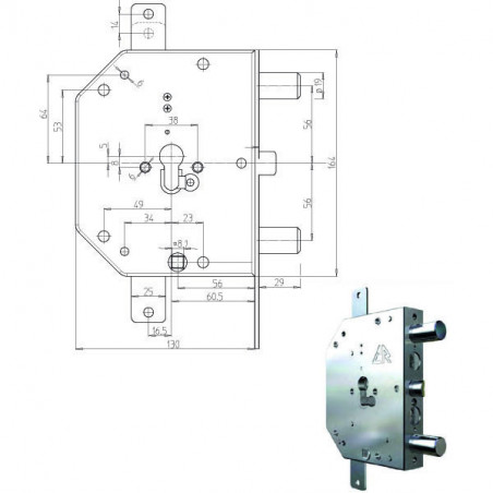 Serratura Sic.Triplice Sx Cil. 2155G-61 Cr