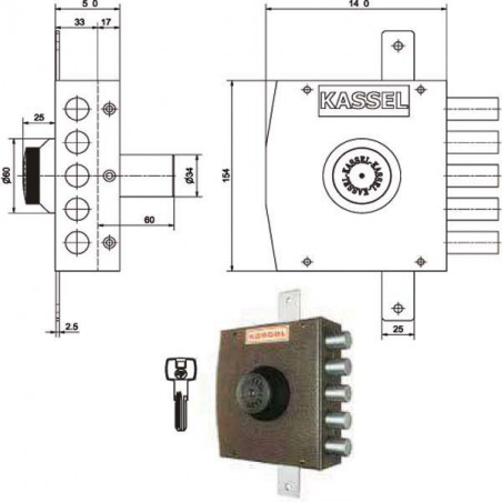 Serratura Sic.Triplice Sx Pompa 2302/Cp Kassel