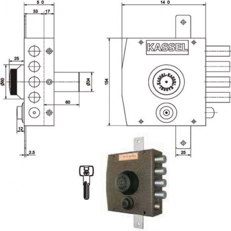 Serratura Sic.Triplice Sx Pompa 2352/Cp Kassel