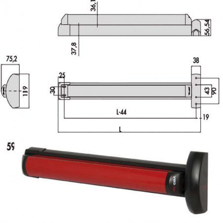 Maniglione Fast Touch 59711-00-0 Cisa