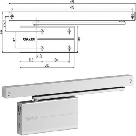 Chiudiporta Aerodinamico Bianco Dc175 Assa Abloy