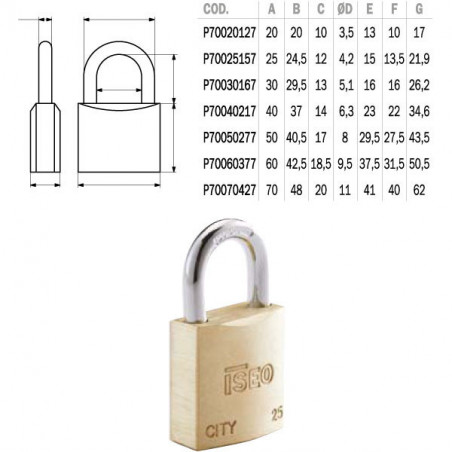 Lucchetto Ottone Mm 50 Ka City Iseo