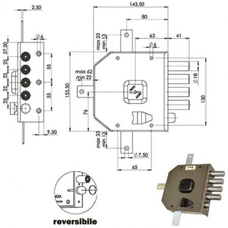 Serratura Sic.Quintupl.Dx Dm G416 Moia