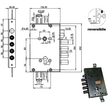 Serratura Sic.Triplice Cil. E63 Rci664/280 Moia