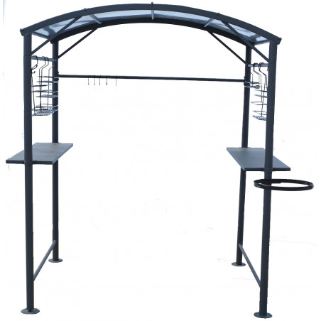 Tettoia per Barbecue Carport BBQ in Acciaio 167x128x202 con Accessori