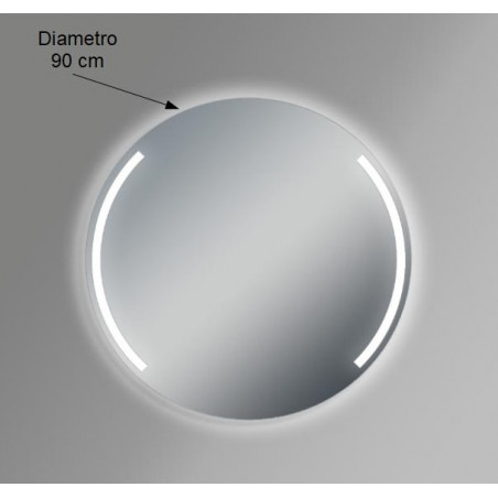 Specchio da Parete Rotondo Diametro 90 cm spessore 4 mm Retroilluminazione a LED