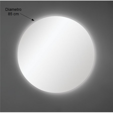 Specchio da Parete Rotondo Diametro 85 cm spessore 4mm con Illuminazione LED