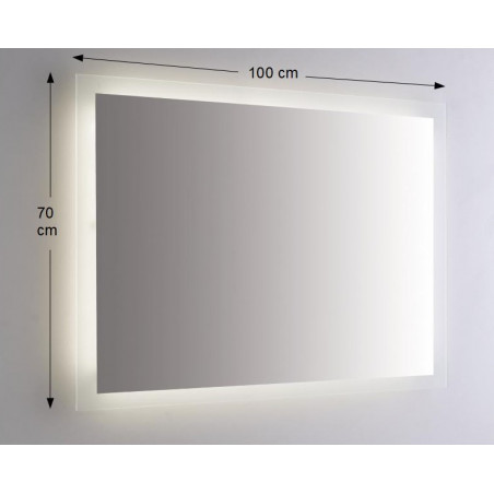 Specchio da Parete Rettangolare 100x70 cm spessore 4 mm con Illuminazione Perimetrale