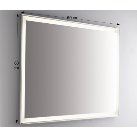 Specchio da Parete Retroilluminato a LED Rettangolare 80x60 cm spessore 4 mm Colore Nero